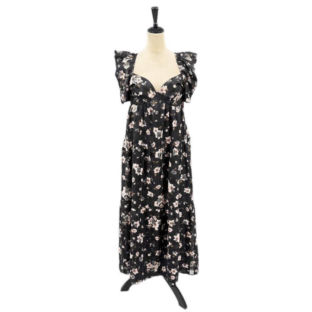 Buddy Love NEW Lily Flower Basket Sweetheart Black Floral Maxi Open Back Dress